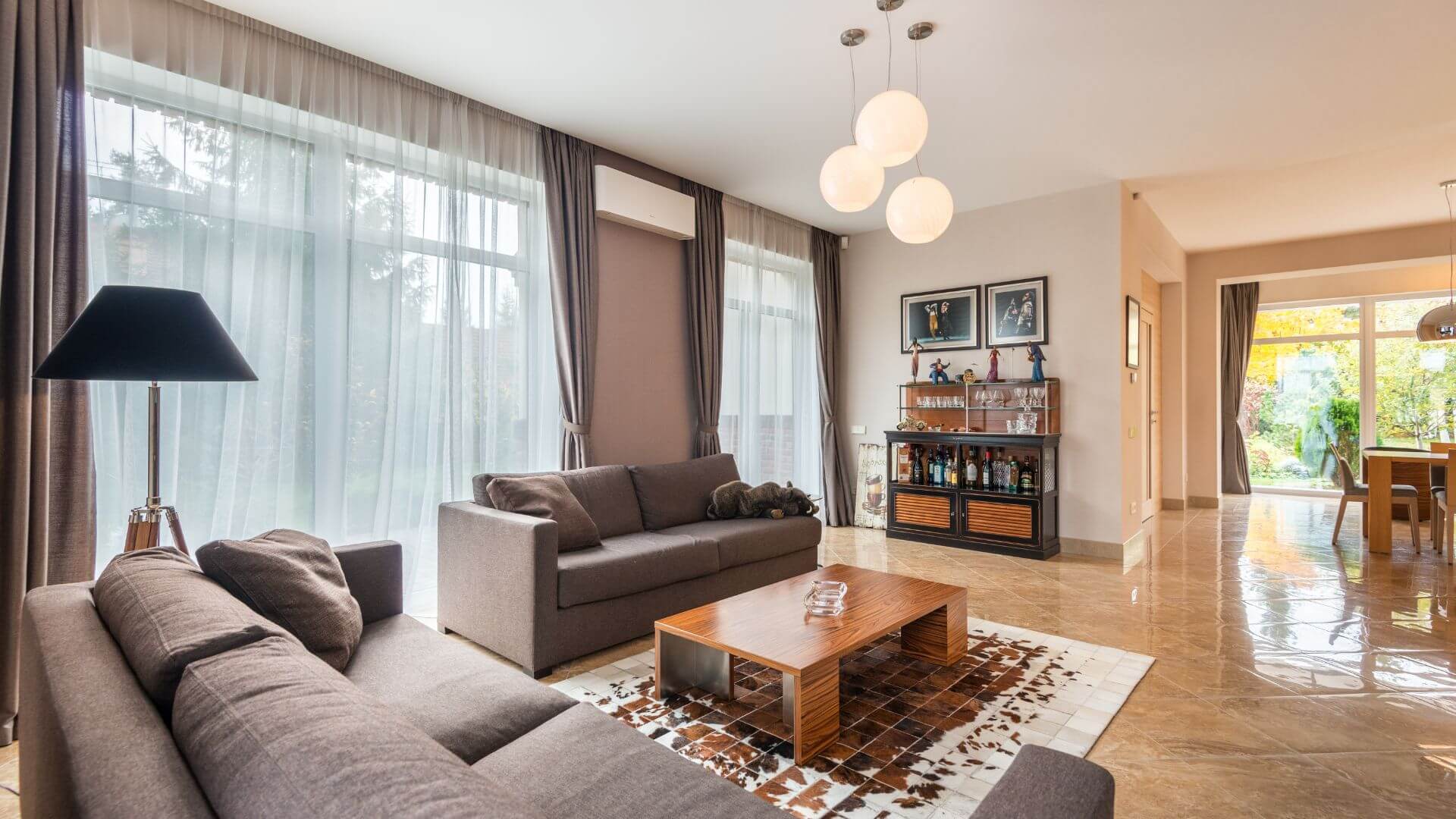 Living room with warm tones of taupe